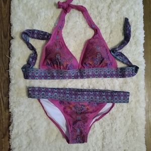 NWT bikini boho print magenta pink teal